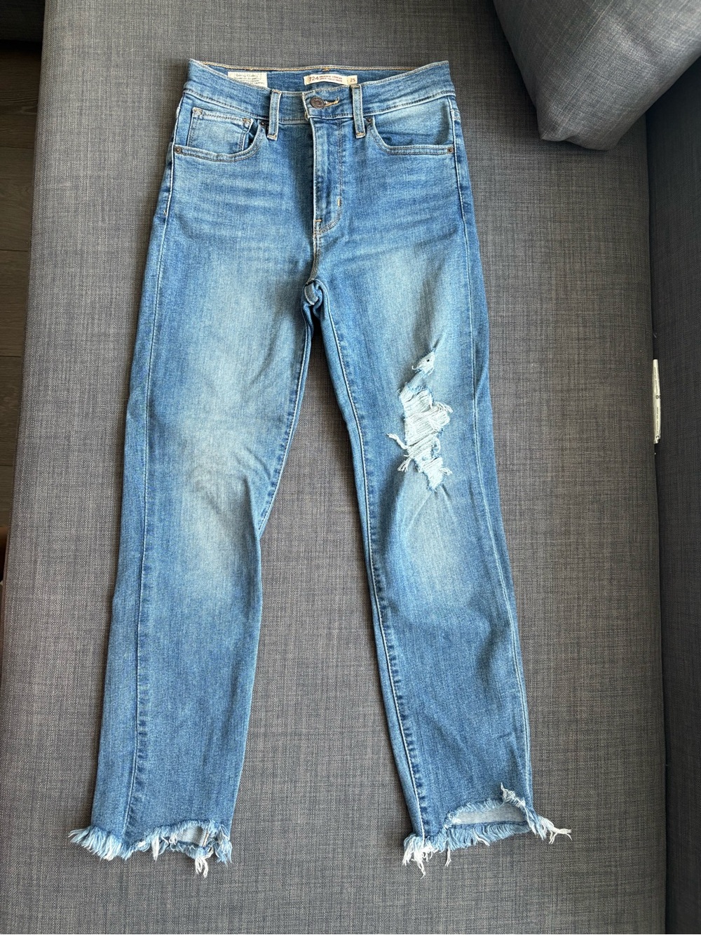 Levi's Light Blue Ripped Ankle Crop Jeans